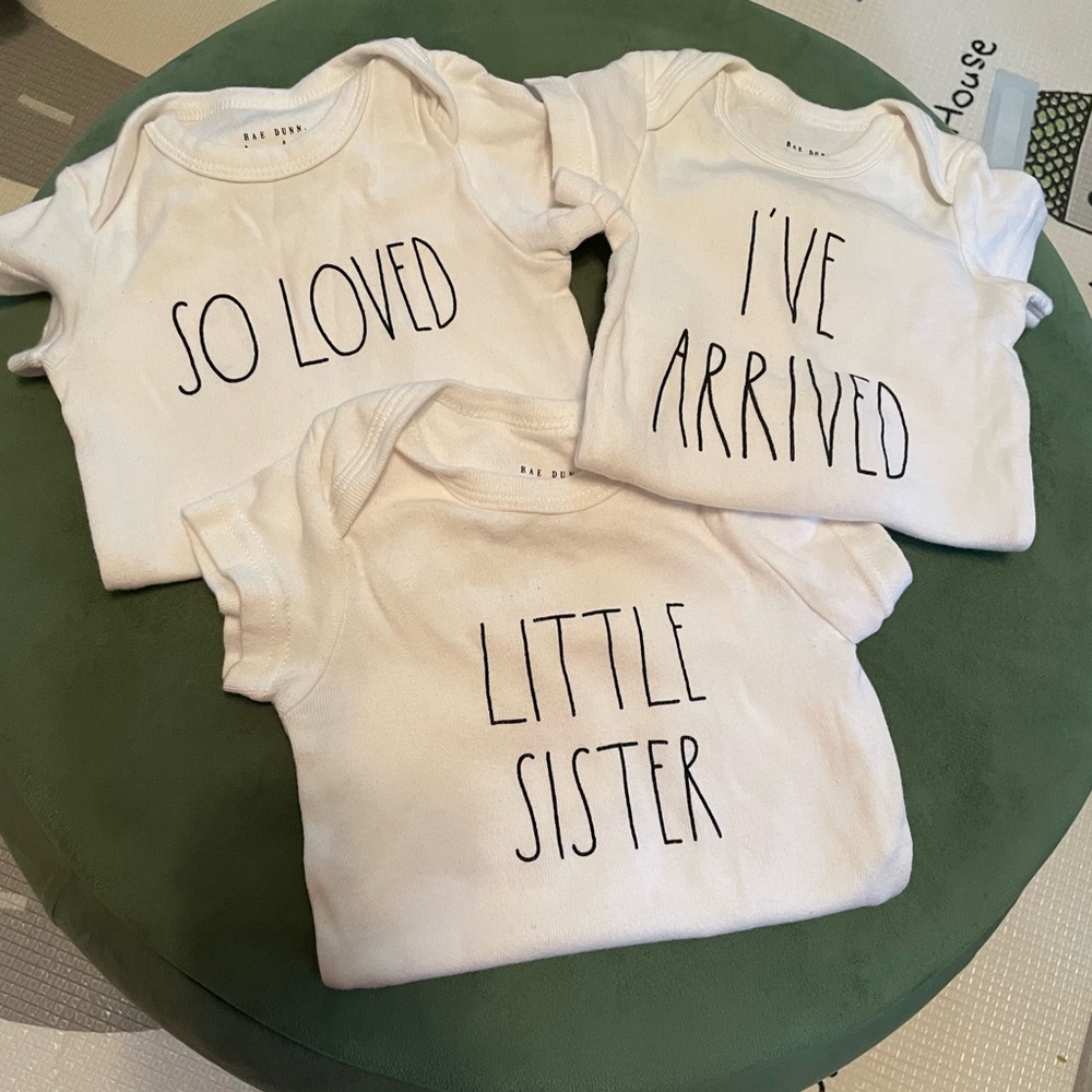 Rae Dunn Baby Onesies Set